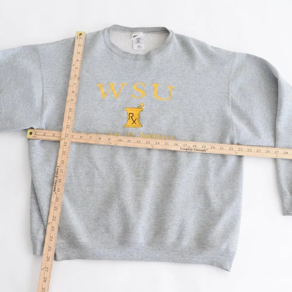 Vintage Fruit Of The Loom Gray Embroidered WSU Rx Collegiate Crewneck Sweater XL - Picture 3 of 10